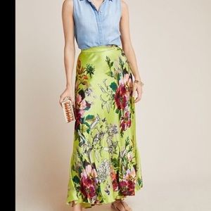 Maeve Anthropologie skirt maxi green floral